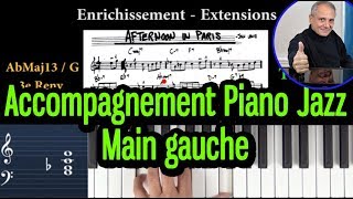 Cours daccompagnement jazz Comment enrichir les accords de main gauche au piano Tutoriel [upl. by Kerman]