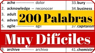 Palabras difíciles de pronunciar en inglés americano 200 vocablos con significado en español [upl. by Enial712]