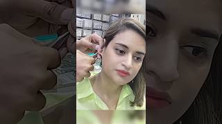 lobe ear piercing with silver stud earpiercingyoutubeshortsshorts youtubepainisbeautyvlogs [upl. by Larine]