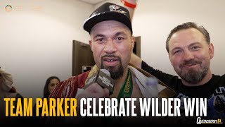 JUBILATION Joseph Parker Andy Lee and team celebrate after astonishing Deontay Wilder victory [upl. by Esinel]