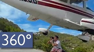 360° Landing Plane Nearly Hits Tourist [upl. by Livi]