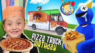 Shawns Flaming Hot Pizza Truck Birthday  Blues Huge Surprise Gift FV Family Vlog [upl. by Saiff]