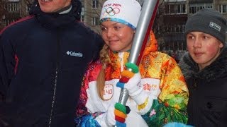 Олимпийский огонь в Тамбове ул Магистральная quotБугорquot  Olympic flame in Tambov Russia 2014 [upl. by Leaffar]