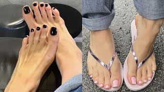 Solid bold and beautiful toe nails pedicure design ideas💡 Latest french pedicure colors for 2024 [upl. by Notyep]