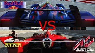 AssettoCorsa RedBull X2010 VS Ferrari F1 CONCEPT タイムアタック対決 timeattack G27GAMEPLAY [upl. by Neibart]