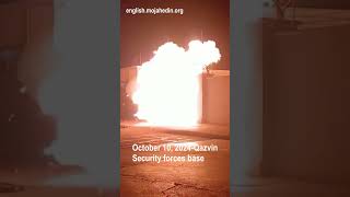 Protesters target security forces base in Qazvin  Iran protests [upl. by Adnale]