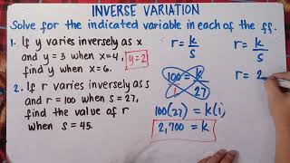 Inverse Variation  Solve for the indicated variable  Explain in Detailed [upl. by Edgerton325]