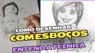 CRIAÇÃO DE ARTE REALISTA PARA INICIANTES de Coraline – A Outra Mãe e Wybie em Esboço Detalhado [upl. by Illah]