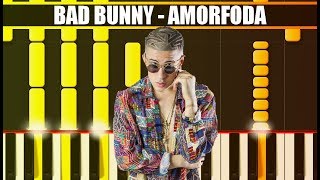 AMORFODA Bad Bunny EASY Piano Tutorial  Cover SYNTHESIA  MIDI amp SHEETS [upl. by Parker]