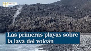 Las primeras playas sobre la lava del volcán de La Palma [upl. by Dalis]