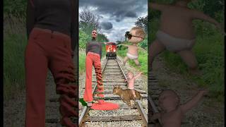 Funny train vs sand sculpture special effects on the two dancing joker and train driver tom shorts [upl. by Hermie56]