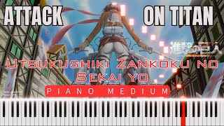 🎹Attack on Titan ✨ Utsukushiki Zankoku no Sekai Tutorial Piano Medio 😳 [upl. by Adnalohs]