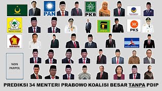 34 CALON MENTERI KOALISI BESAR KABINET PRABOWO TANPA PDIPPREDIKSIprabowo pks nasdem [upl. by Abran]