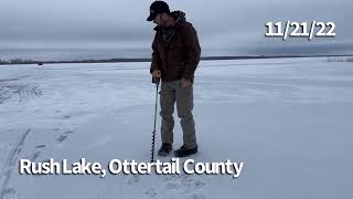 Rush Lake Ottertail CountyMN 112122 Ice report using the Jiffy Ice Scout [upl. by Blatt]