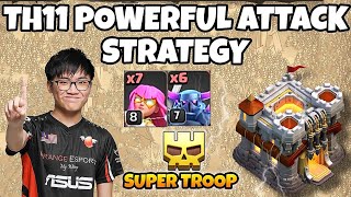 Th11 Super Archer Attack Strategy  Th11 Most Powerful Attack Strategy  Clash Of Clans [upl. by Yhtur]