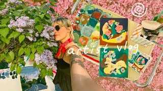 artist vlog ⛅︎ art trade painting sketch booking outside time [upl. by Flip]