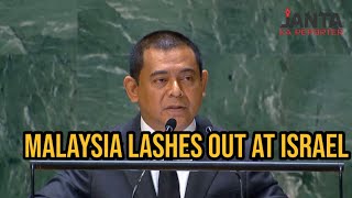 Malaysia launches allout attack on Israel at UN demands probe for war crimes  Janta Ka Reporter [upl. by Algar618]