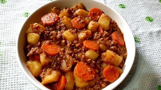 Carrots and potatoes with minced meatMinced beef stew recipeMince curry with potatoes [upl. by Warchaw]