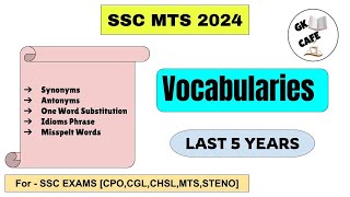 SSC MTS में पूछी गई Vocabs 20162023  SSC MTS 2024 English Classes  SSC MTS 2024 Vocabs [upl. by Ecirum428]