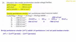 Menghitung Entalpi Pembakaran Standar Berdasarkan Data Entalpi Pembentukan Standar UN Kimia No 29 [upl. by Bouchier]