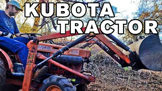 KUBOTA B7100 Diesel 4x4 Tractor with Front End Loader and Grader Attachment [upl. by Judy]