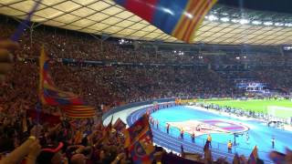 Final Champions Berlin 2015 Espectacular Himno del Barça en el Olímpico de Berlín [upl. by Elocin]