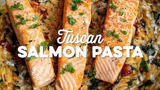 Tuscan Salmon Pasta In Creamy Garlic Sauce  Supergolden Bakes [upl. by Elisabeth]