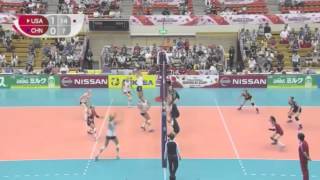 FIVB World Cup 2015 USA vs China Highlights [upl. by Annoyt]