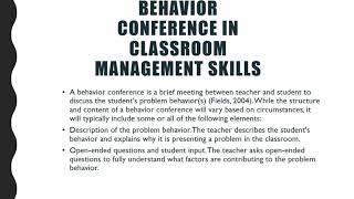 Behavior Conference in Classroom Management skills at Elementary Level [upl. by Neleb198]