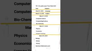 TN 11th public exam time table 2025 [upl. by Ecidnarb183]