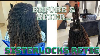 I Got My SISTERLOCKS Retie Done in NIGERIA [upl. by Yadsnil721]