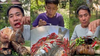 Relaxing with ASMR VANLONG VLOGS EATING SHOW yummy food mukbang ngontinhhay grilledfish [upl. by Ymmat743]