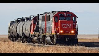 CN SD60s 5475 and 5418 pulling Procor oil and frac cars [upl. by Attekal203]