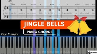 Jingle Bells Piano Chords  Key C major  Beginners Christmas Songs  Intermediate Tutorial [upl. by Kammerer]