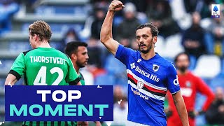 A Wonderful Overhead Kick By Gabbiadini  Top Moment  SassuoloSampdoria  Serie A 202223 [upl. by Bernette]