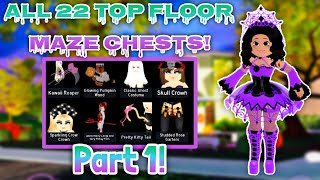 ALL 22 CHESTS IN THE TOP FLOOR ROYALE HIGH HALLOWEEN MAZE Part 1 Royale High Chest Locations [upl. by Renee901]