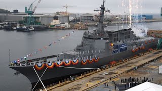 South Korea launches ROKS Jeongjo the Great  Newgen Aegis Destroyer [upl. by Tacy957]