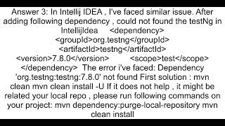 Intellij package org testng does not exist [upl. by Cramer890]