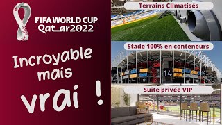 Qatar des défis  Terrains climatisé Stade démontable Pelouse dans le désert Suite VIP etc [upl. by Yatnoj134]