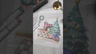 마카로 크리스마스 엽서 만들기 💌🎄마카 일러스트 ohuhu marker christmas 오후후 마카패드 [upl. by Assylem]