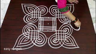 Dhanurmasam muggulu with 5x5 straight dots  margazhi kolam designs  easy rangoli [upl. by Samantha]