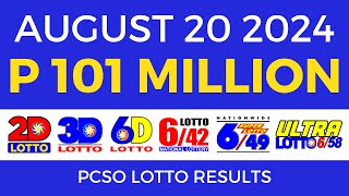 Lotto Result Today 9pm August 20 2024  PCSO Complete [upl. by Skillern]