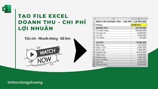 Hướng dẫn Tạo File Excel Quản Lý Doanh Thu  Chi Phí  Lợi Nhuận đơn giản dễ làm [upl. by Godbeare164]