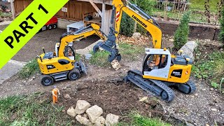 Concrete road construction RC Excavator Liebherr R920 and A918 115 Scale RC models Part 1 [upl. by Aeresed]