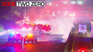 Fiery Fatal Crash Shuts Down LA Freeway  C20 [upl. by Yarod302]