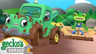 Muddy Rescue Mission  Geckos Garage  Trucks For Children  Cartoons For Kids [upl. by Ayalat669]