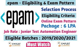 Epam Latest Exam Pattern For Test Automation  epam Selection Process 2021  Smart Learning [upl. by Skiba]