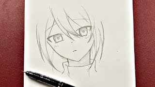 Easy anime drawing  how to draw cute anime girl easy [upl. by Keyte408]