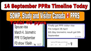 14 September Canada PPRs timeline today  Sowp Study and Visitor visas ppr request timeline Canada [upl. by Alam]