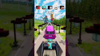 NOOB vs PRO vs HACKER vs HEROBRINE Car Jump Challenge 13 😂 🚗 shorts beamngdrive [upl. by Lanita]